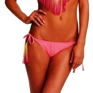 Bikini Lab Fringe Ferdinand Neon Pink Bottoms M